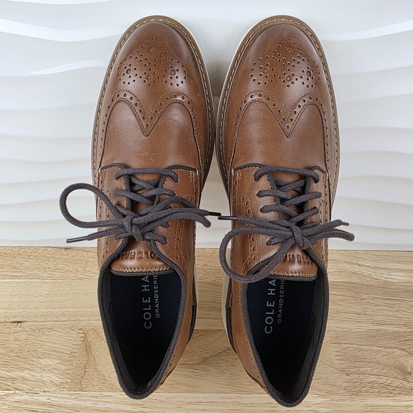 Cole‎ Haan Go-To Wingtip Oxford Shoes Mens 8 M British Tan Leather Brogue C34120 main image 8